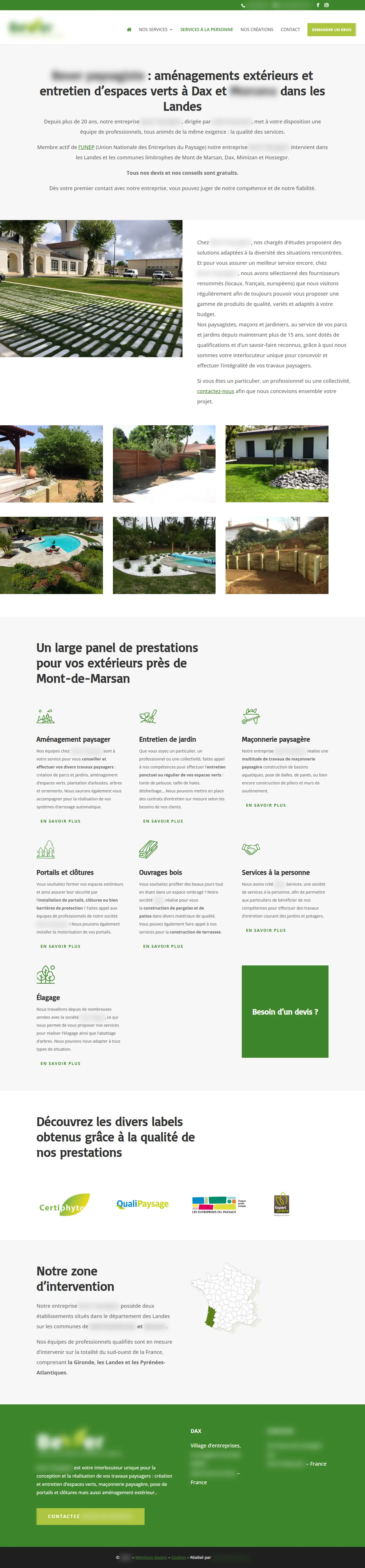 Le site d’aujourd’hui de l’entreprise, anonymisé