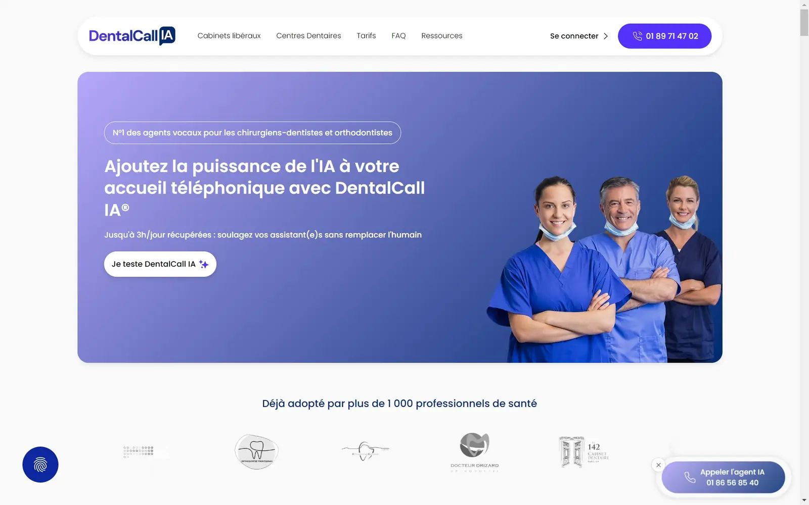 Le site de Dental Call IA